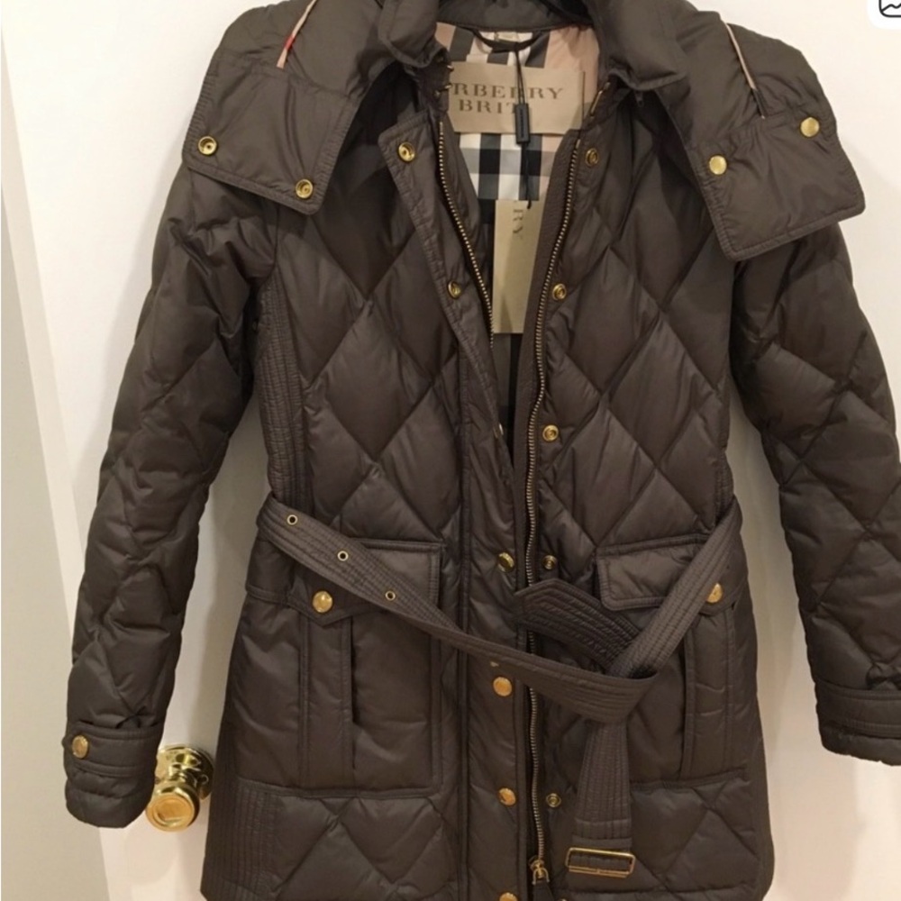 Burberry Dark Brown Quilted Puffer Coat